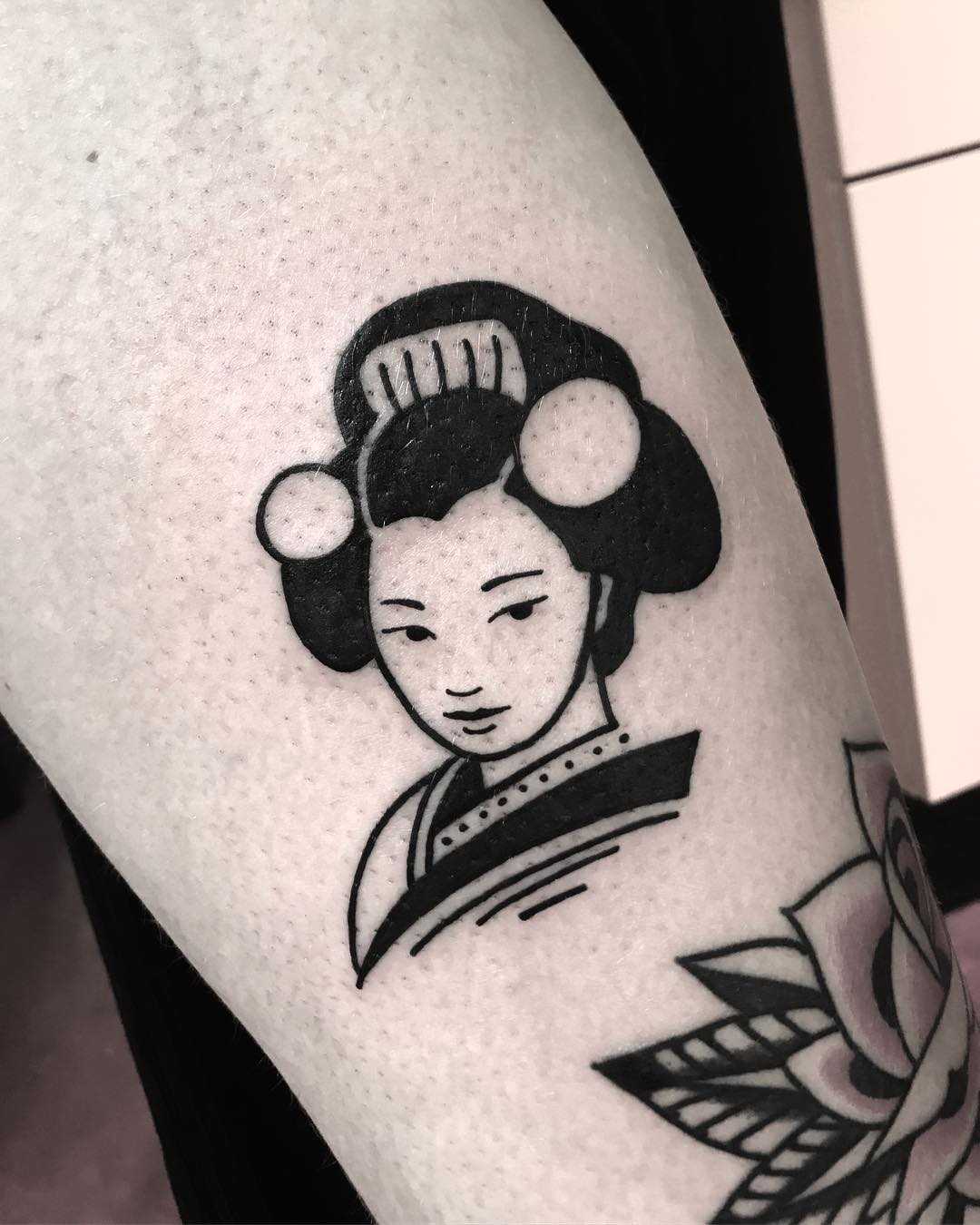 Hình xăm nữ geisha full tay