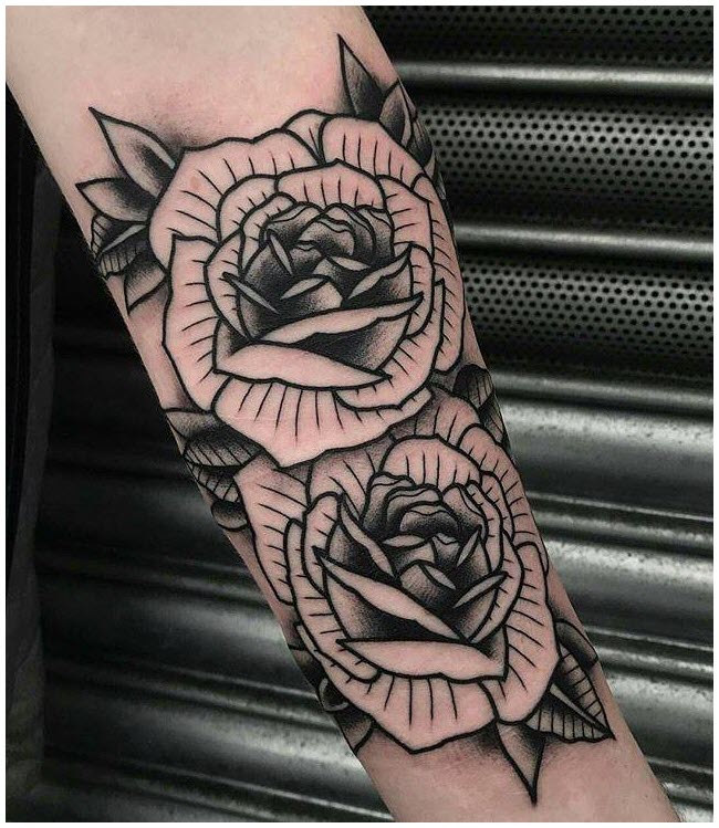Hình xăm hoa hồng ở cánh tay đẹp